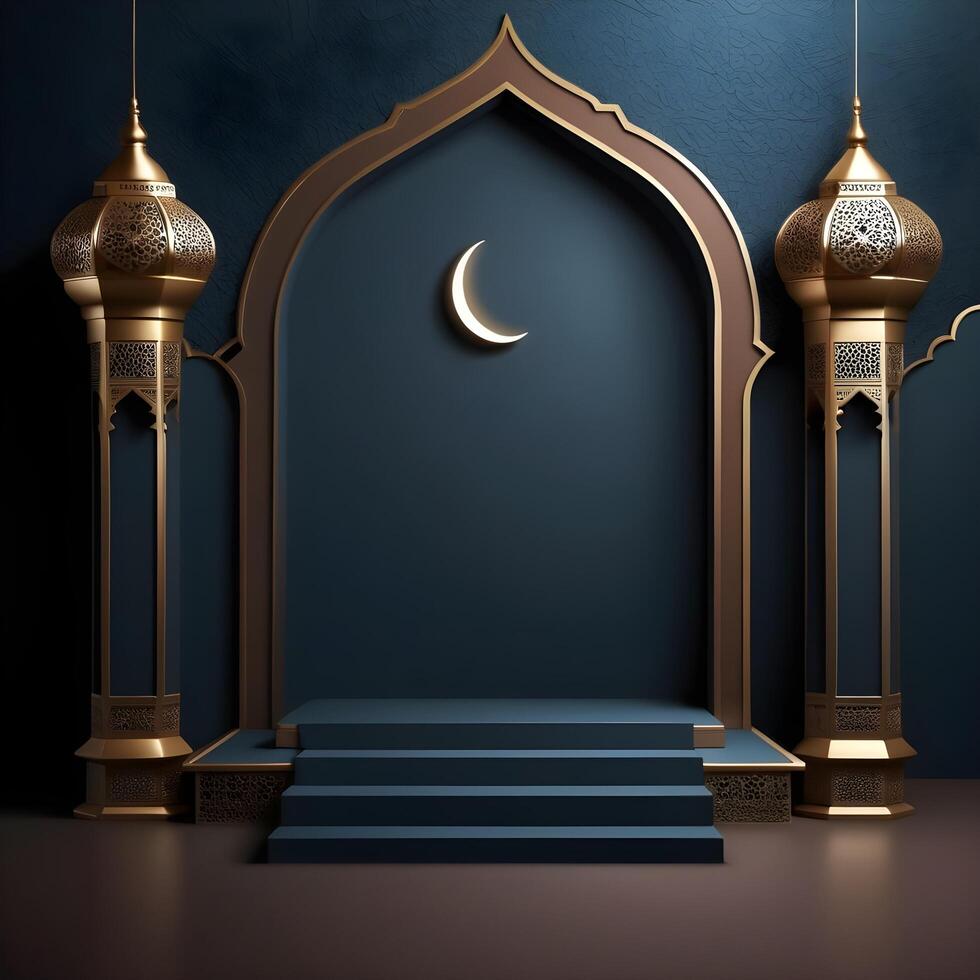 AI generated Free Ramadan kareem luxury islamic background photo