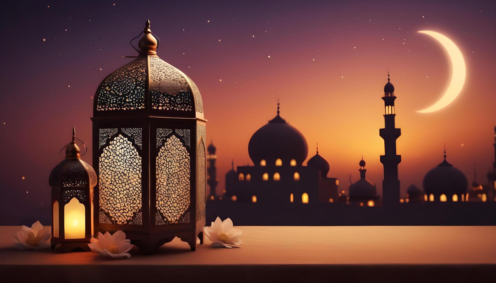 AI generated Free Ramadan kareem luxury islamic background photo