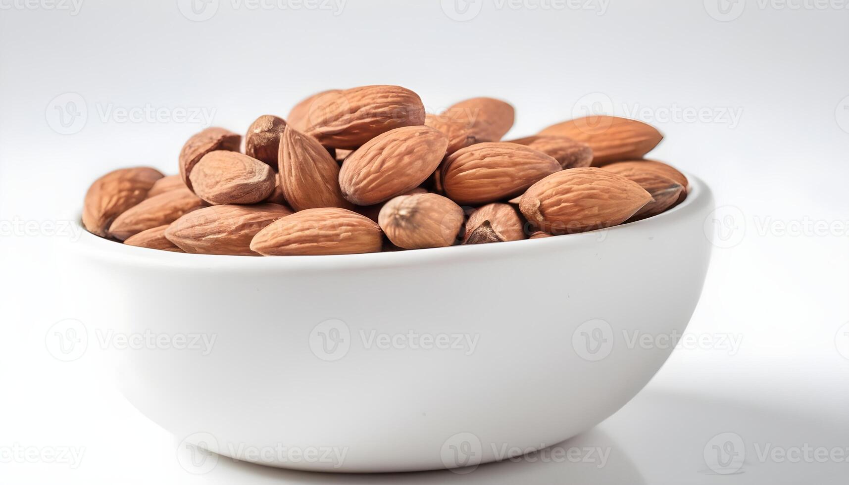 AI generated Almond nuts isolated on white background close up photo
