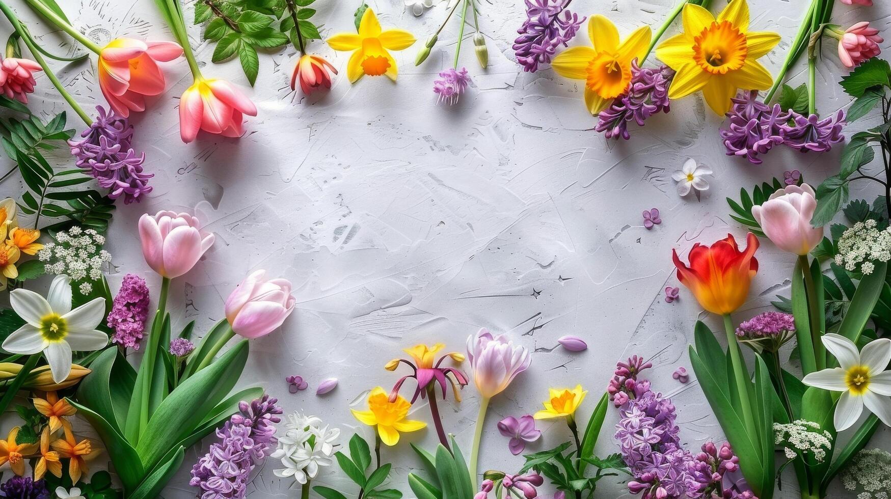 AI generated Assorted Multicolored Flowers on White Surface photo