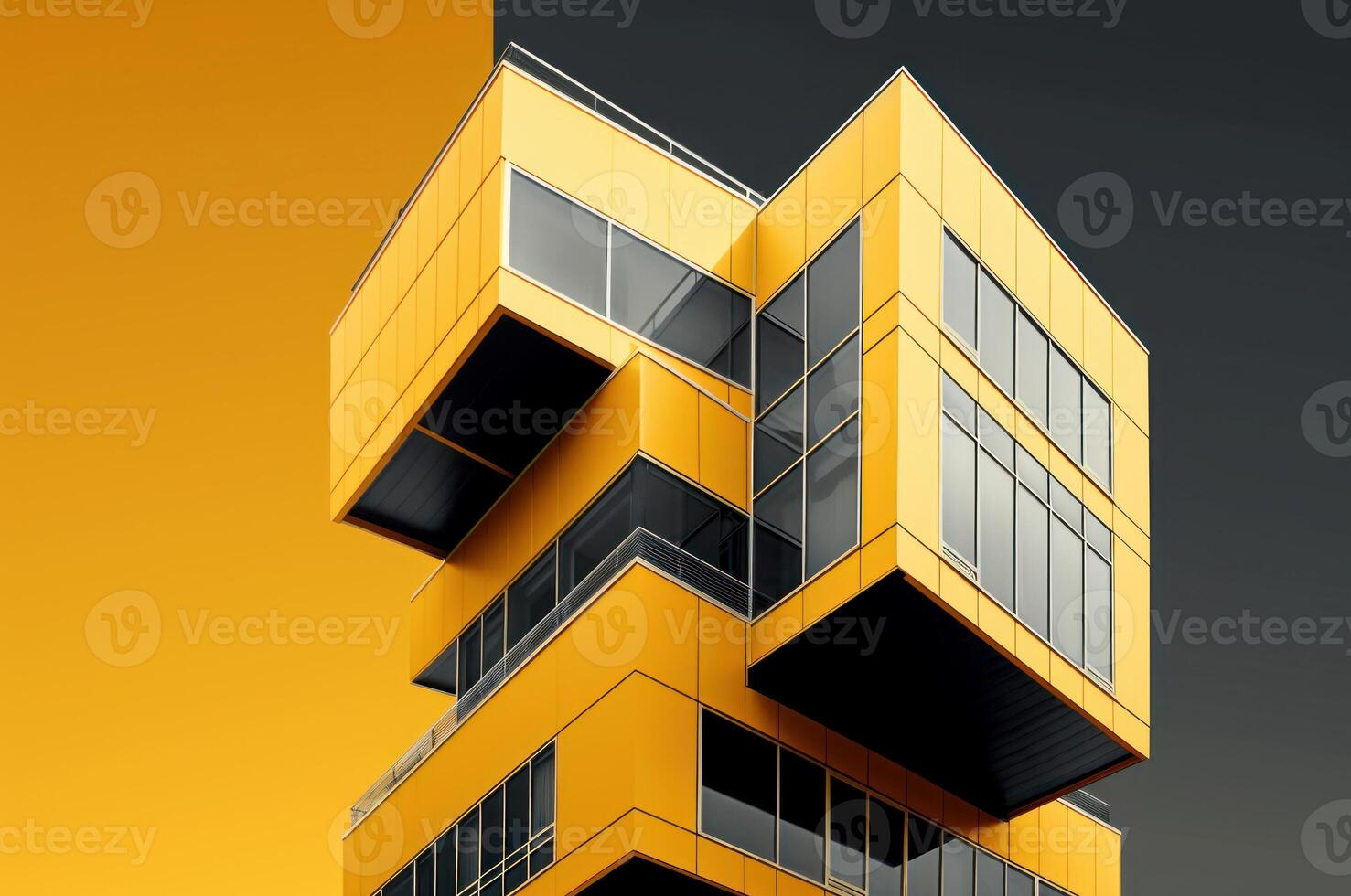 AI generated Sleek Modern yellow building. Generate Ai photo