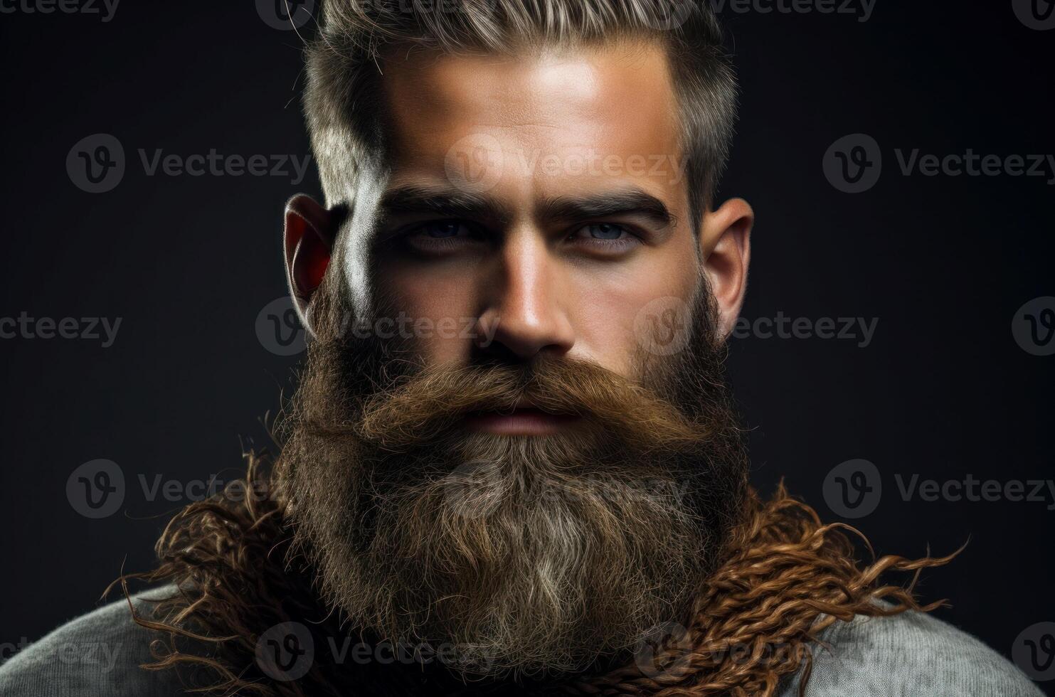 ai generado sofisticado modelo barba hombre. generar ai foto