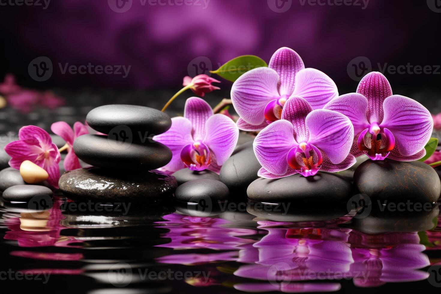 ai generado spa orquídeas piedras generar ai foto