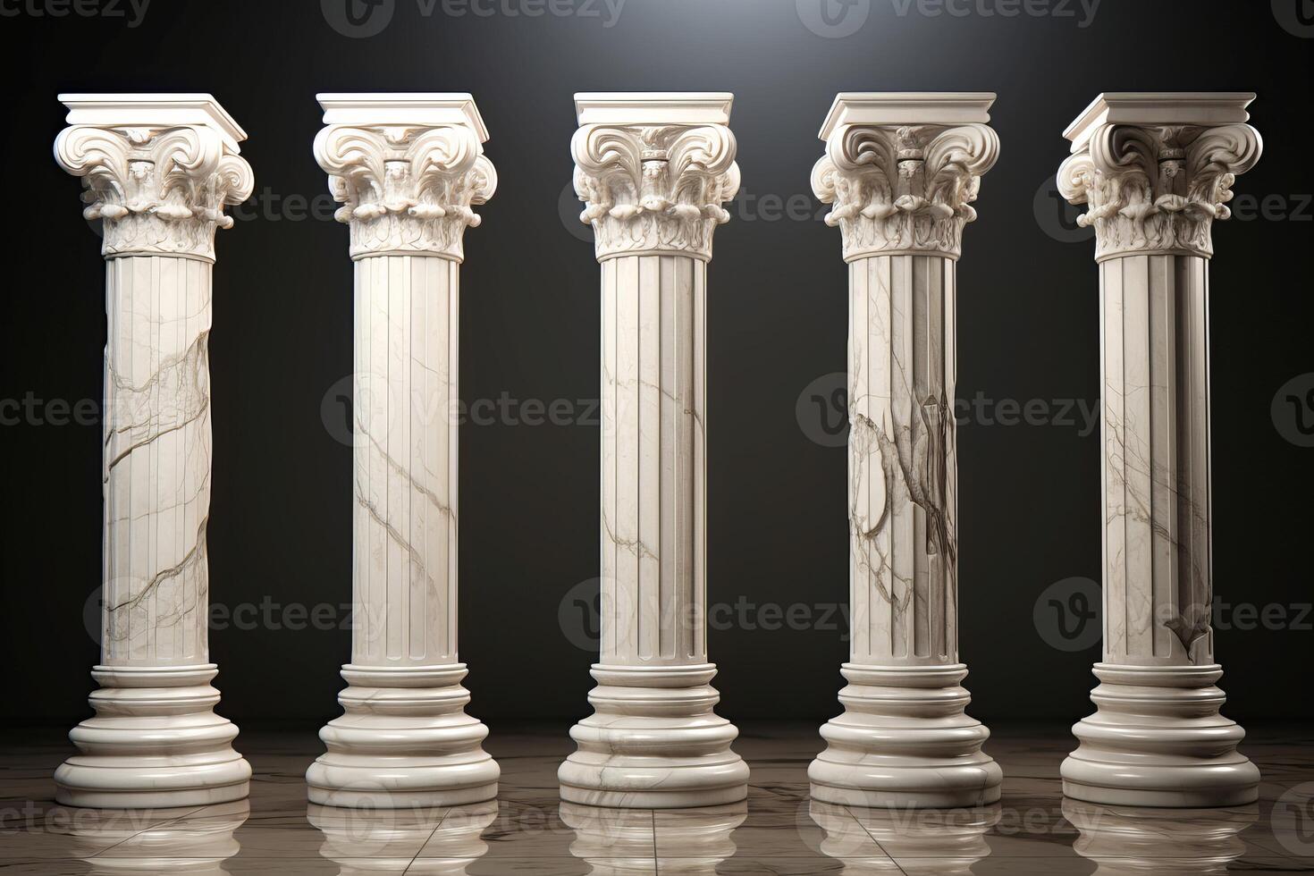 AI generated Sturdy Marble ancient pillars. Generate Ai photo