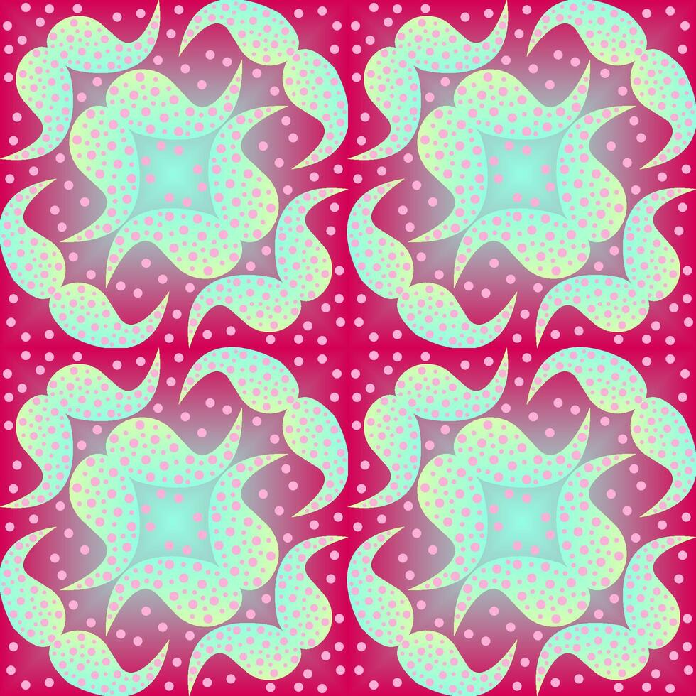 Seamless vector abstract pattern with gradient triangles and paisley polka dot