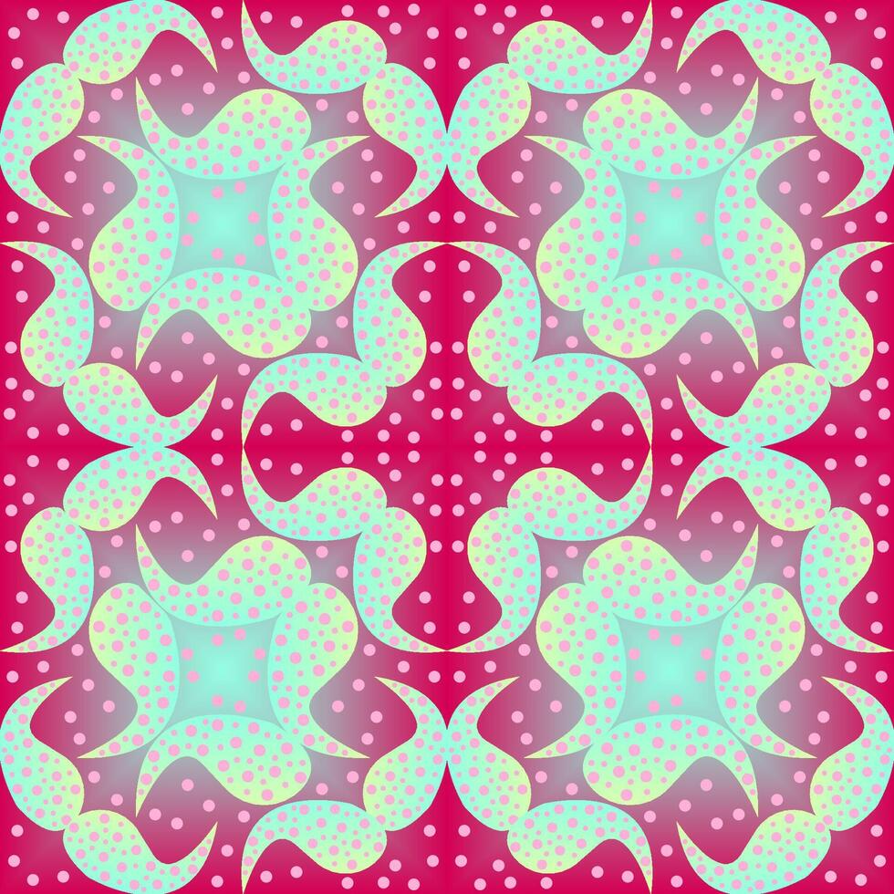 Seamless vector abstract pattern with gradient triangles and paisley polka dot
