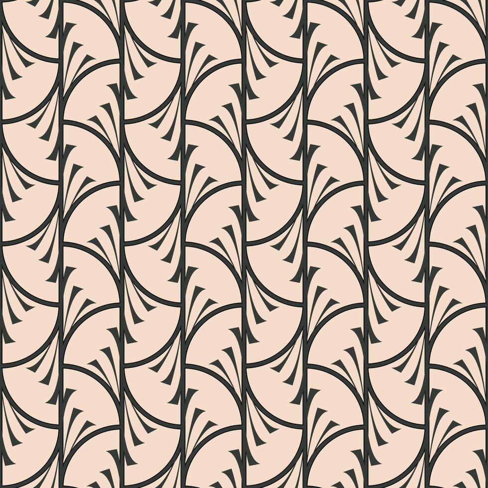 Seamless vector pattern Art Deco dark gray on a light beige background