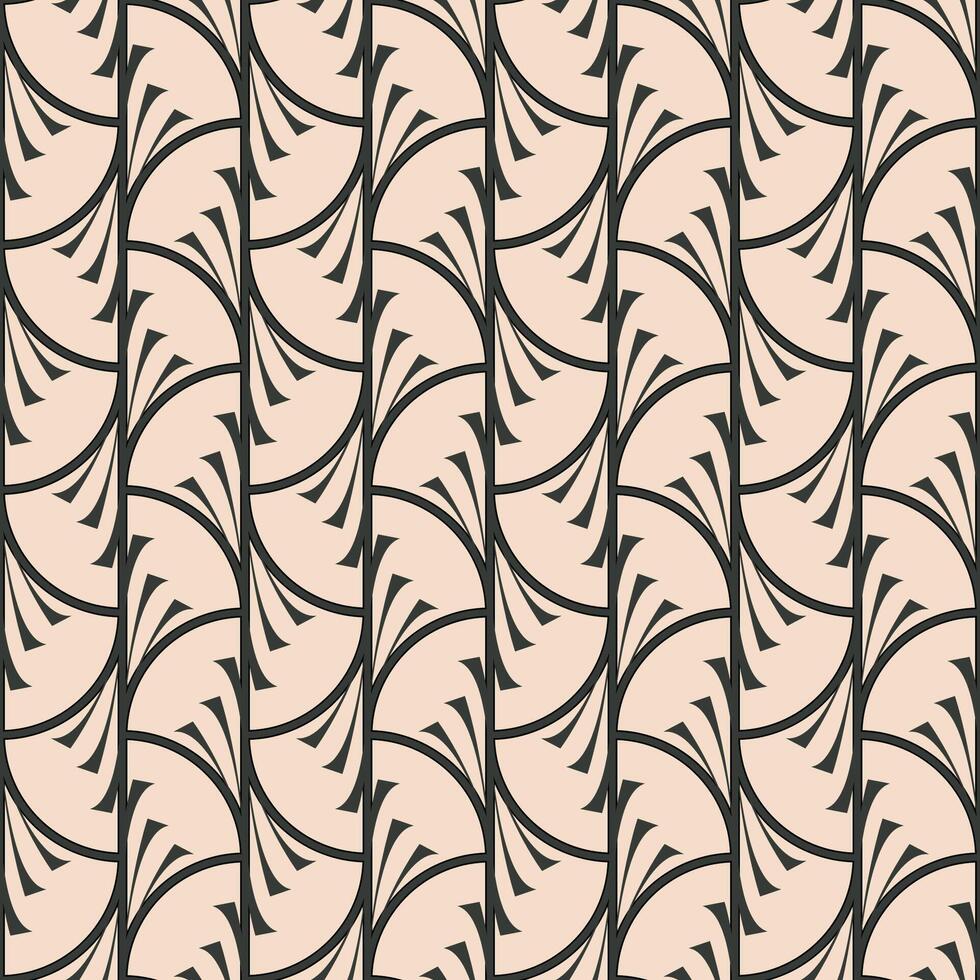 Seamless vector pattern Art Deco dark gray on a light beige background