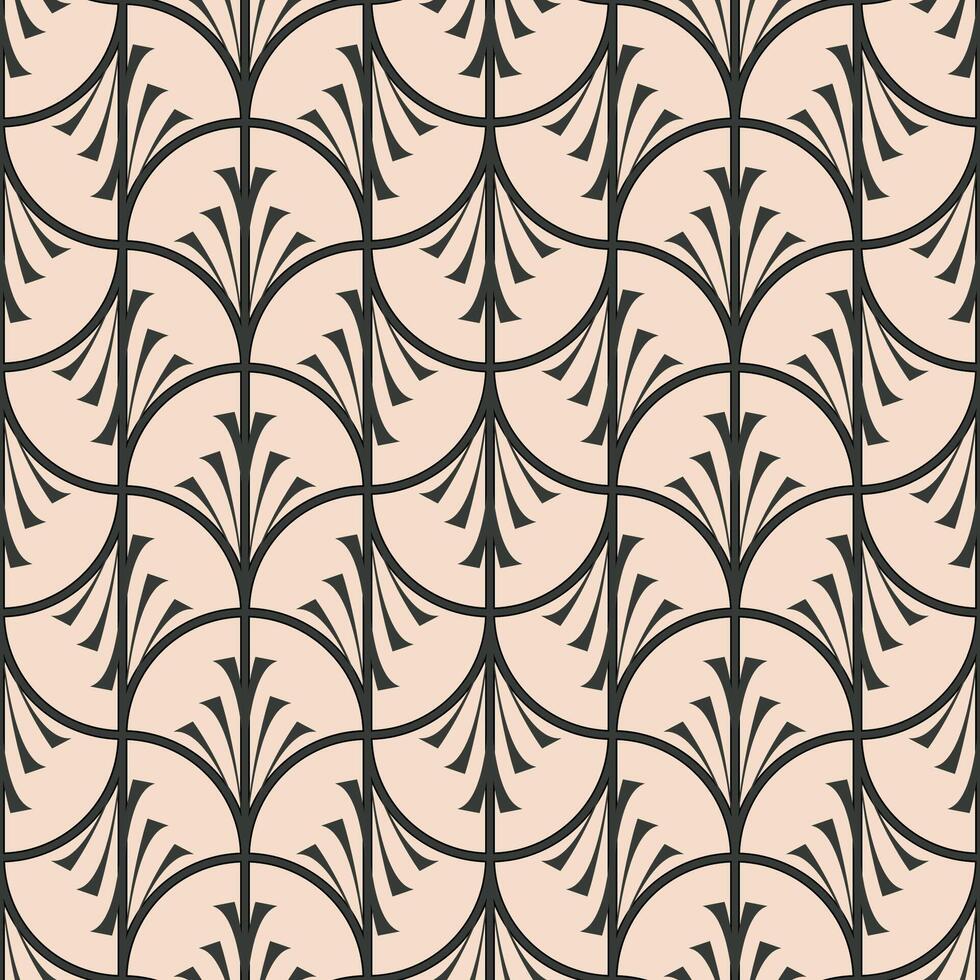 Seamless vector pattern Art Deco dark gray on a light beige background