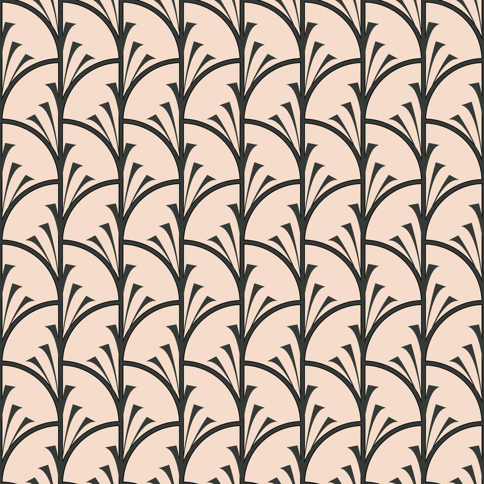 Seamless vector pattern Art Deco dark gray on a light beige background