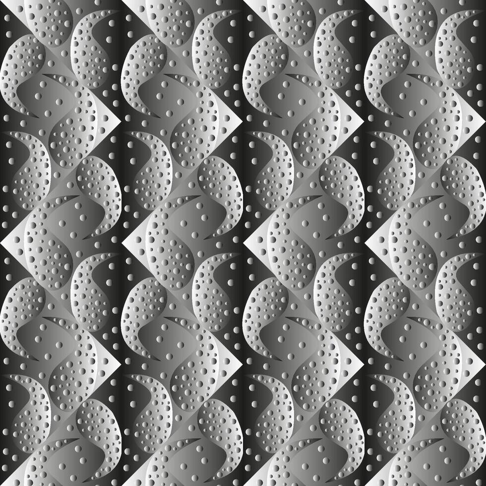 Seamless vector abstract pattern with gradient triangles and paisley polka dot