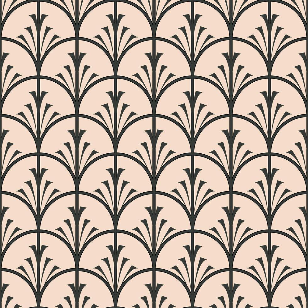Seamless vector pattern Art Deco dark gray on a light beige background