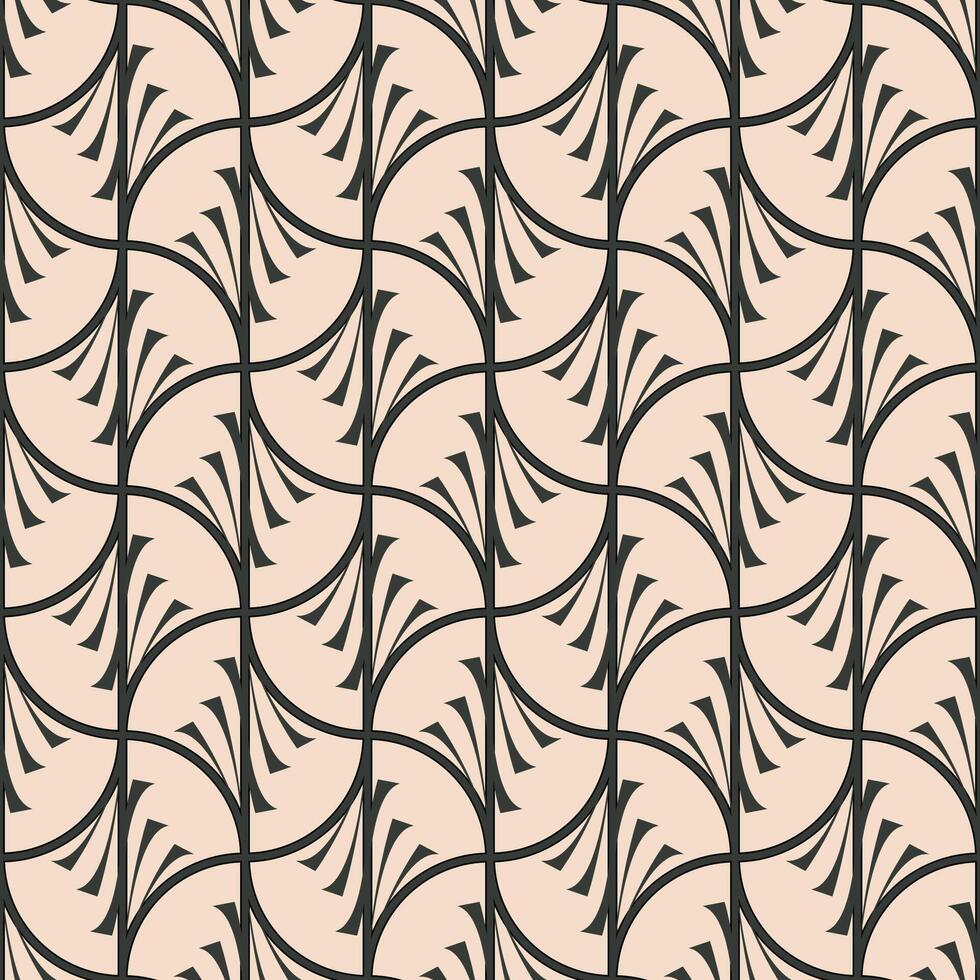 Seamless vector pattern Art Deco dark gray on a light beige background