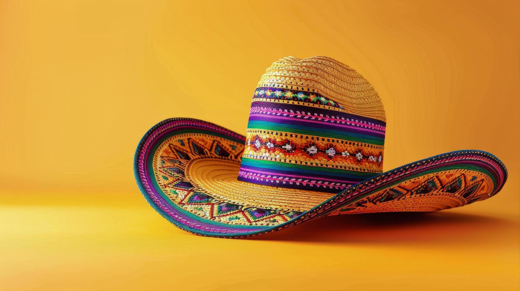 ai generado vistoso estampado Paja sombrero foto