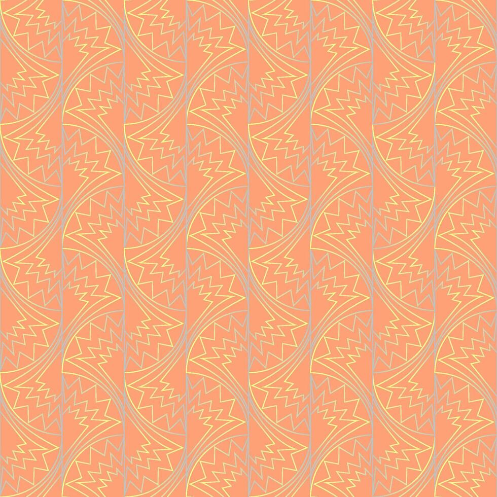 Seamless vector geometric art deco pattern with arches and gradients on a stylish orange 2