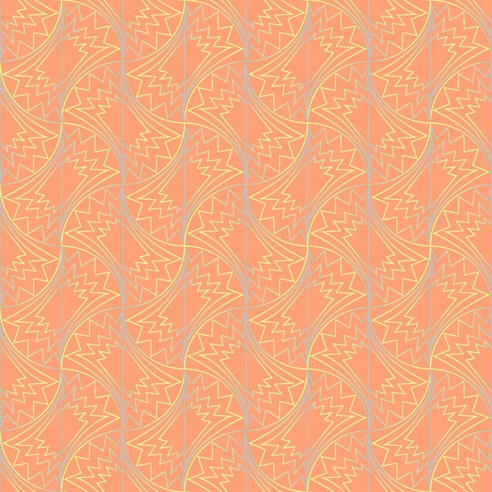 Seamless vector geometric art deco pattern with arches and gradients on a stylish orange 2