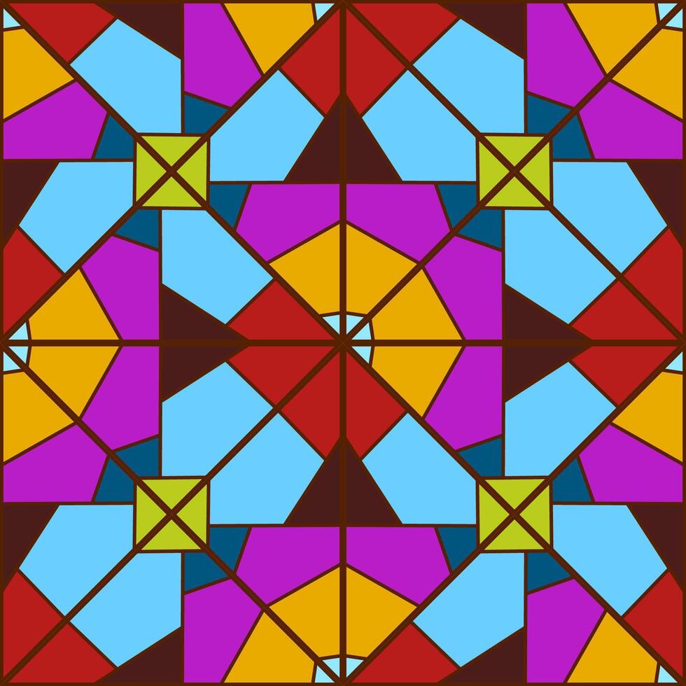 Seamless vector pattern with stained glass colored glasses