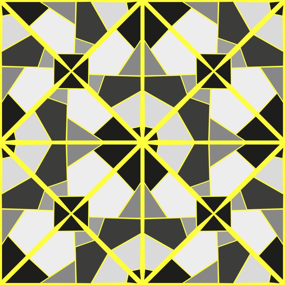 Seamless vector pattern with stained glass gray-white achromatic glasses and yellow veins