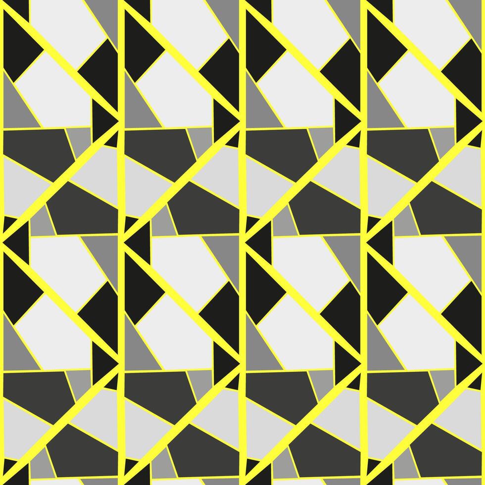 Seamless vector pattern with stained glass gray-white achromatic glasses and yellow veins