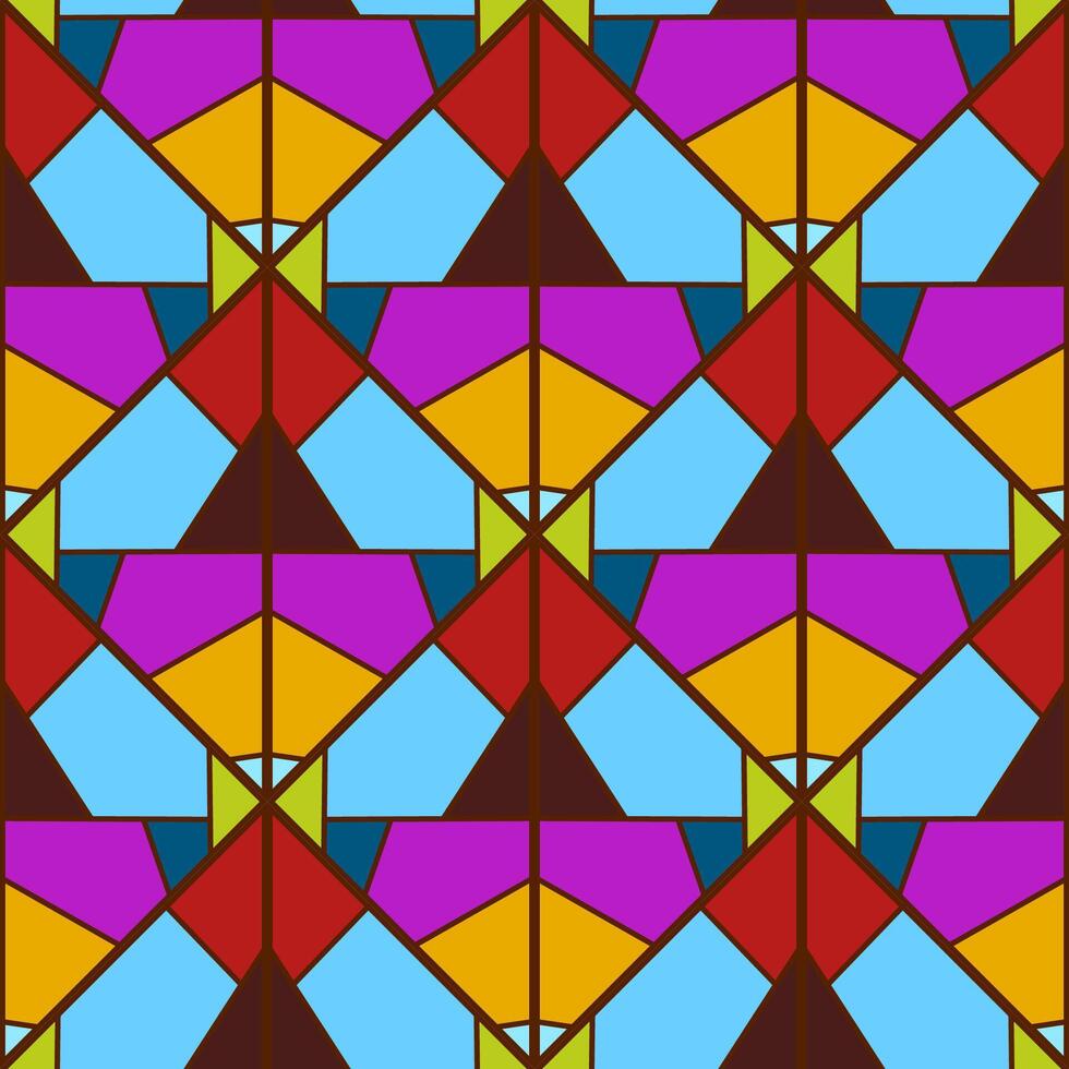 Seamless vector pattern with stained glass colored glasses