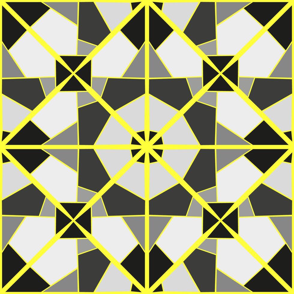 Seamless vector pattern with stained glass gray-white achromatic glasses and yellow veins