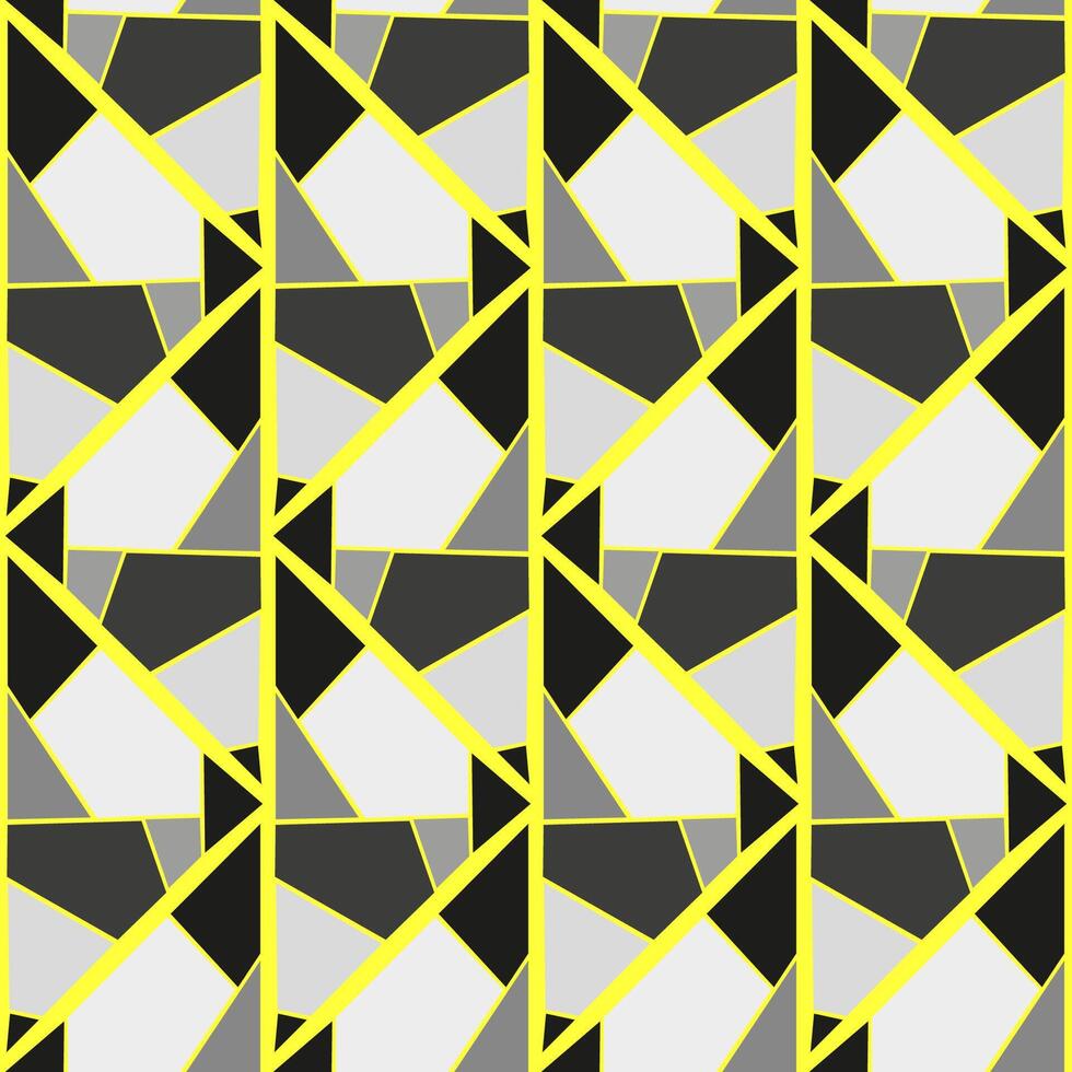 Seamless vector pattern with stained glass gray-white achromatic glasses and yellow veins