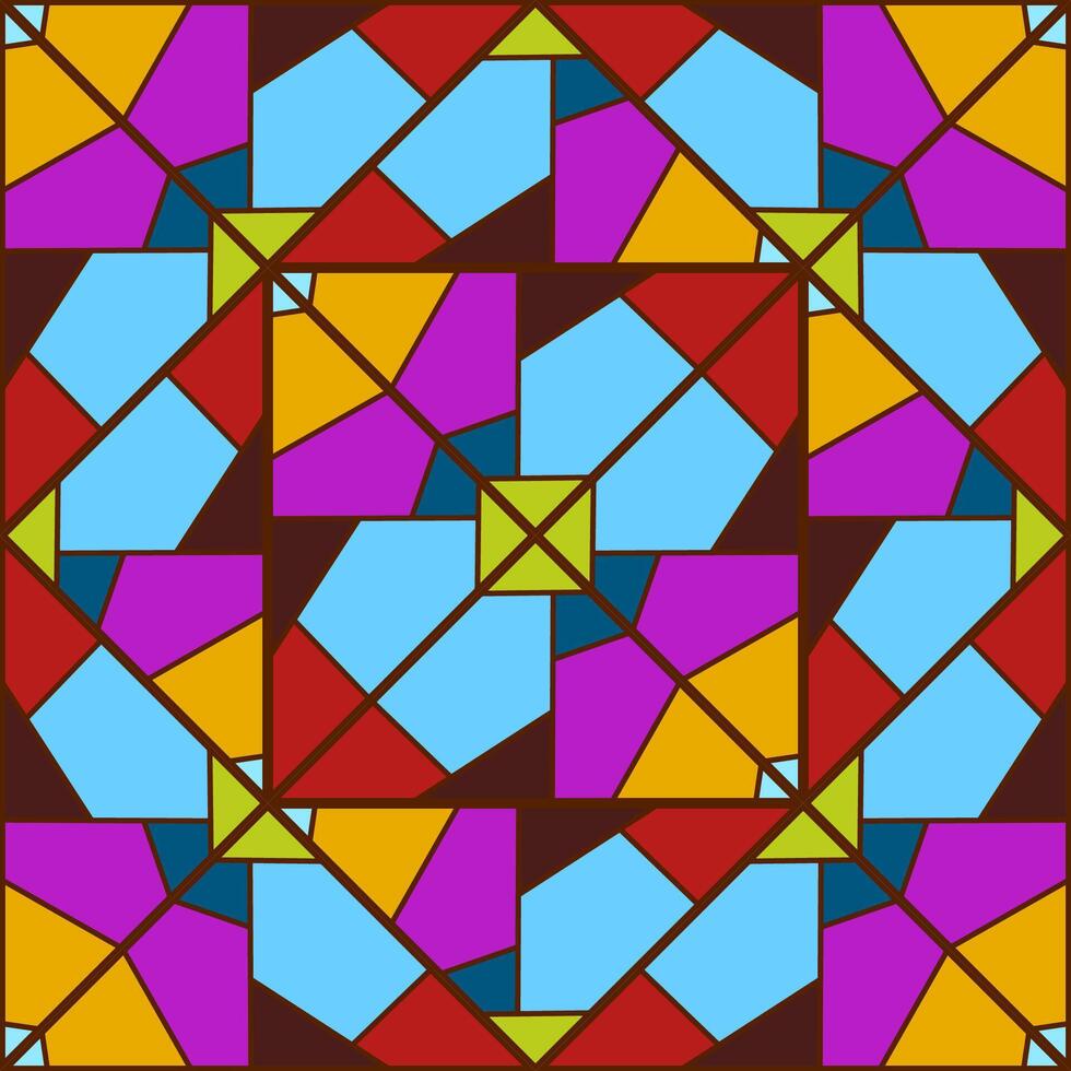 Seamless vector pattern with stained glass colored glasses