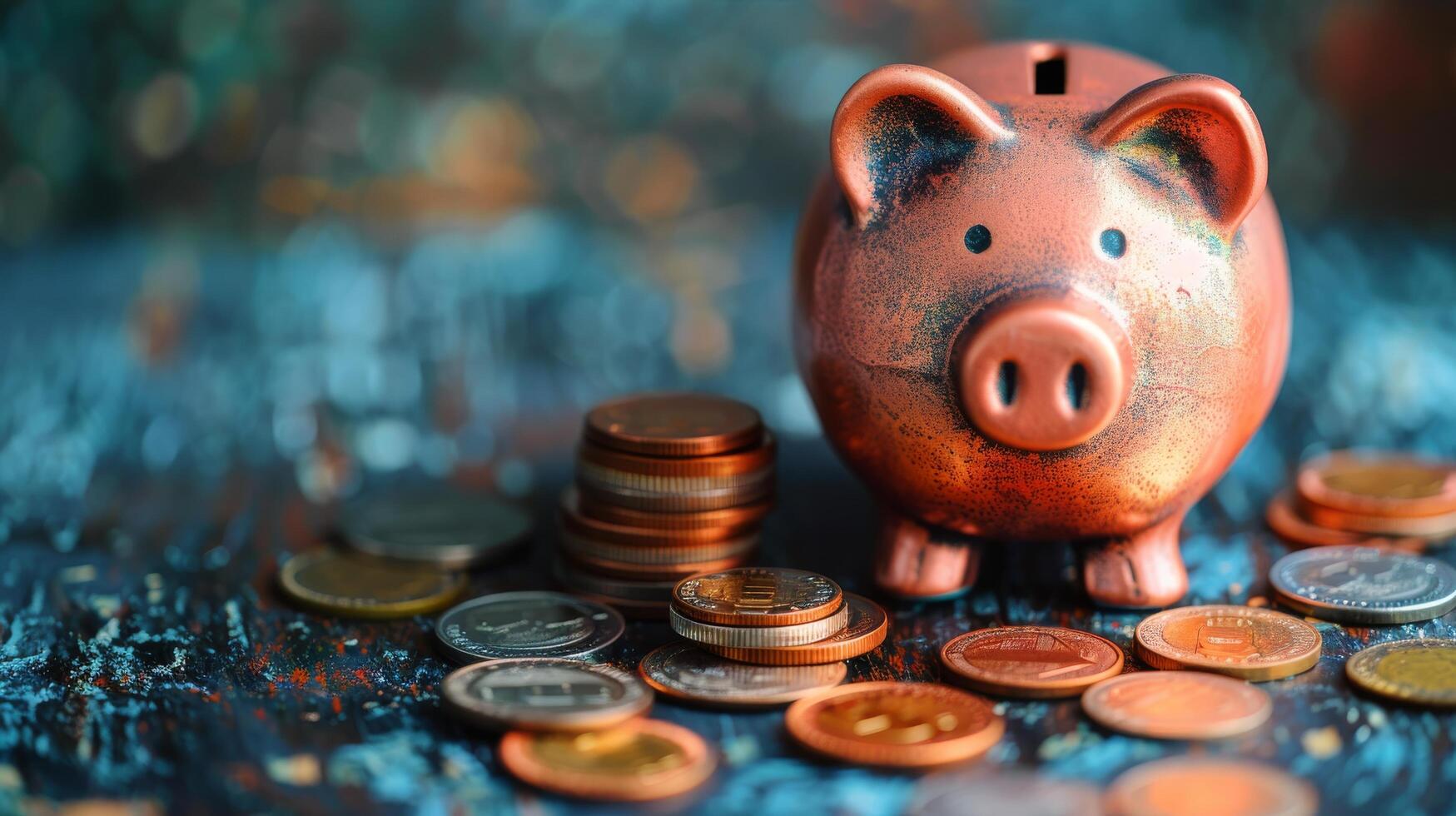 AI generated Piggy Bank on Pile of Coins photo