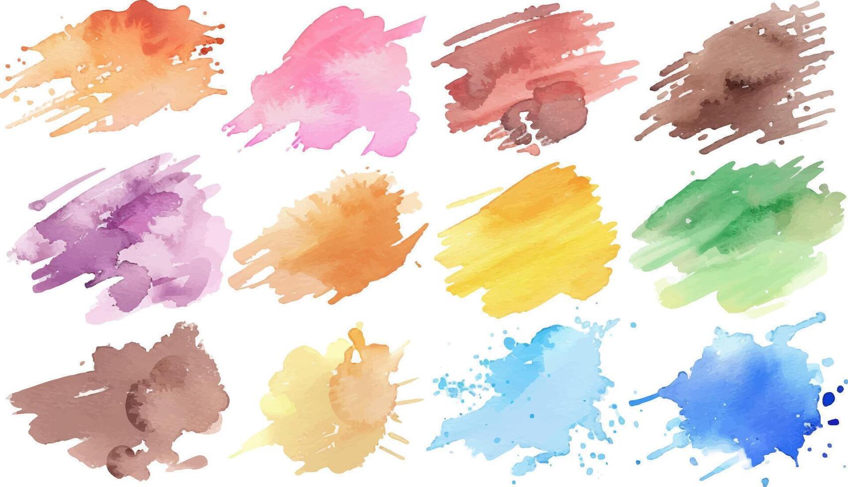 Artistic Palette of Vibrant Watercolor Splashes for Creative Design vector