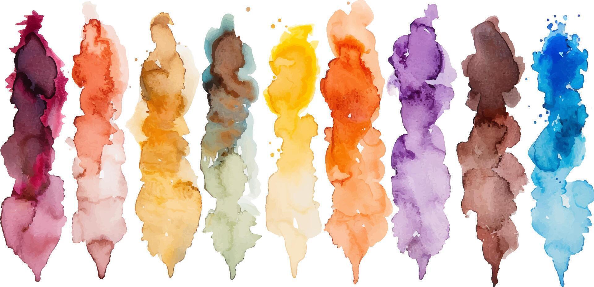 Artistic Palette of Vibrant Watercolor Splashes for Creative Design vector
