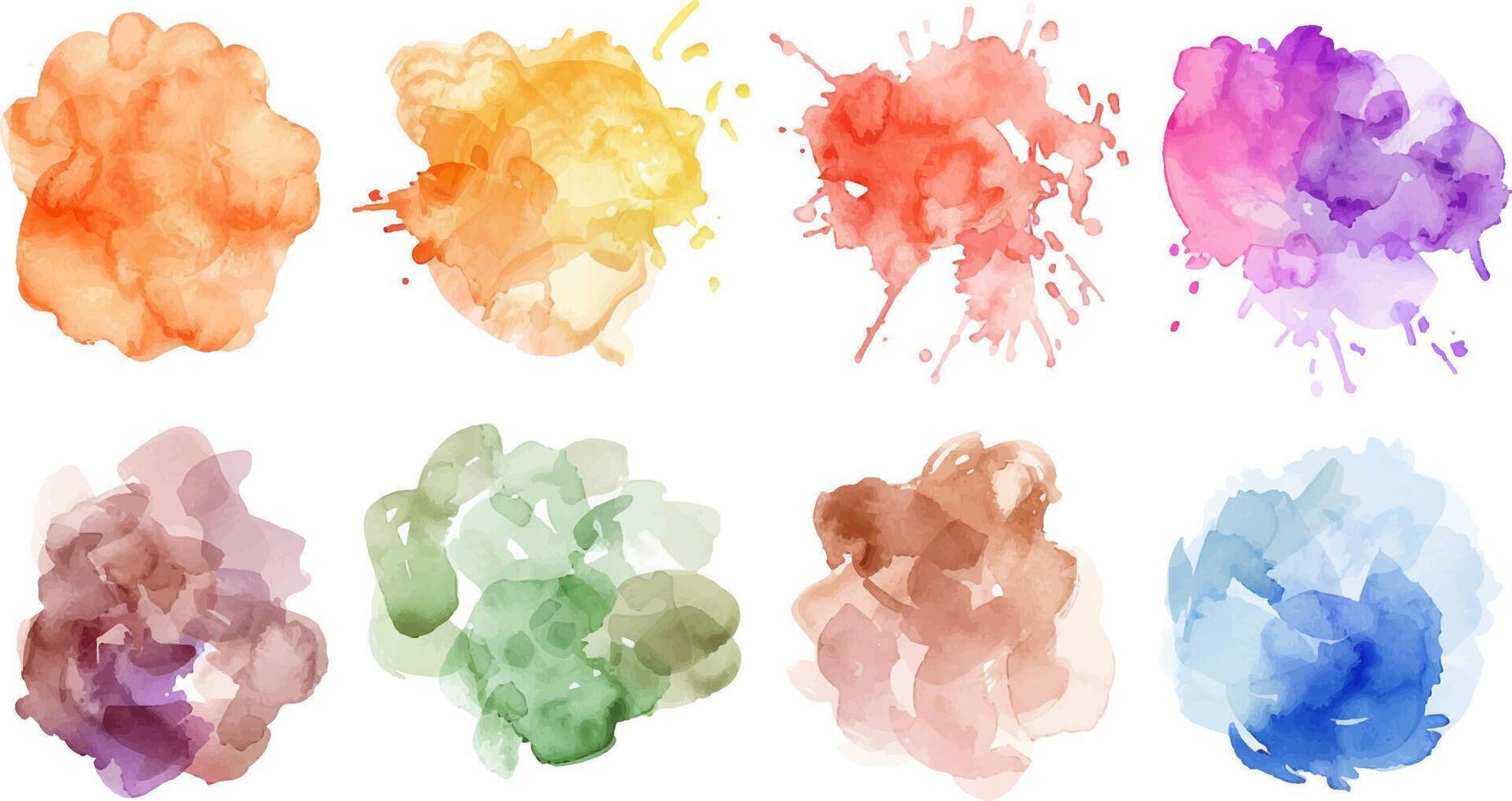 Artistic Palette of Vibrant Watercolor Splashes for Creative Design vector