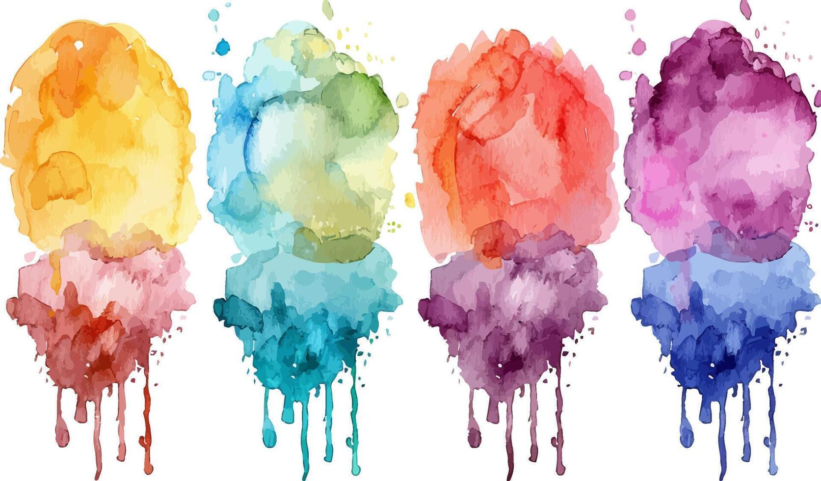 Artistic Palette of Vibrant Watercolor Splashes for Creative Design vector