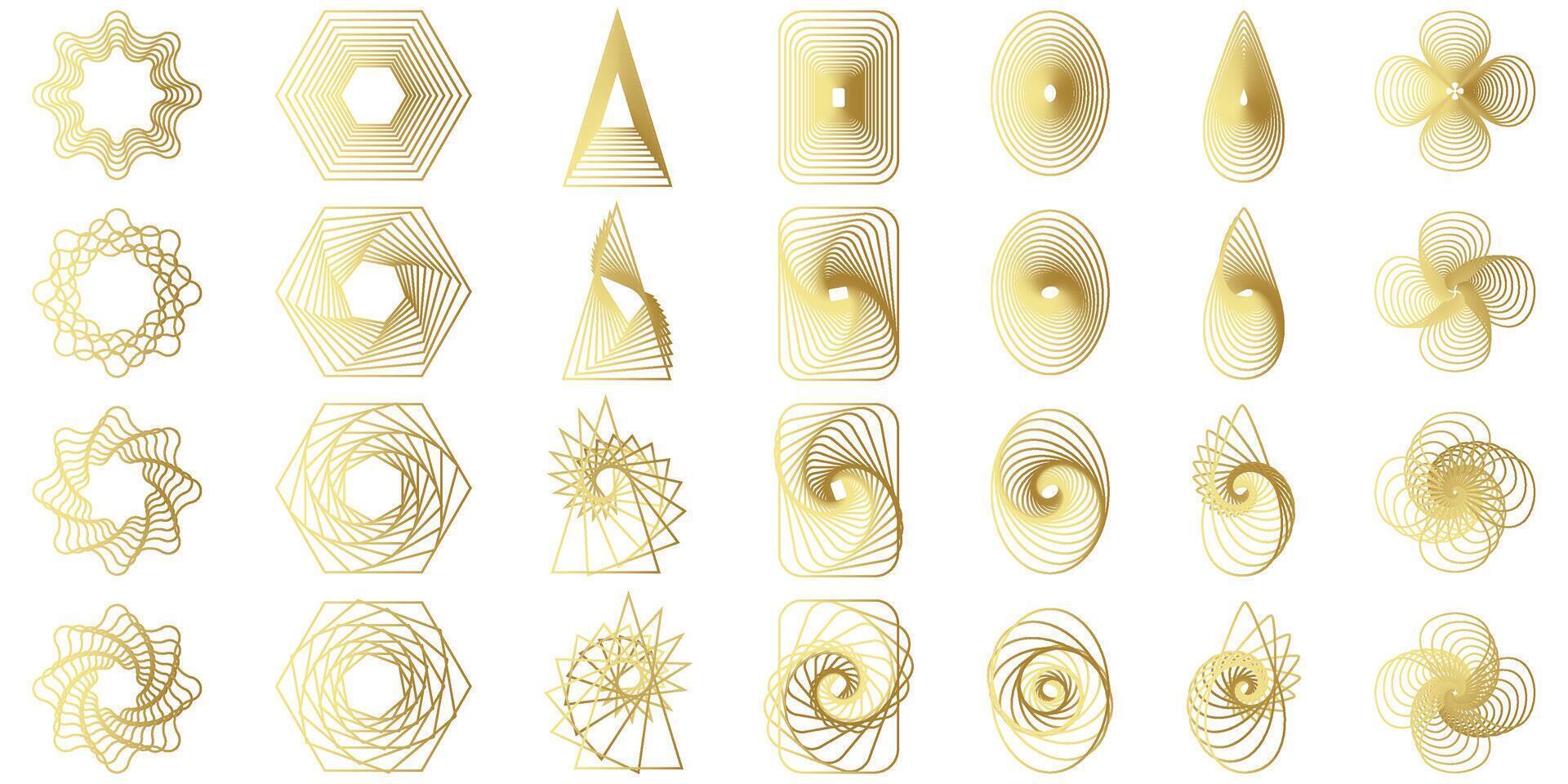 Geometric abstract flower shape set, star figure vector icon kit, funky retro brutal minimal art. Simple Memphis y2k elements collection, floral grid flat bauhaus template. Abstract flower forms