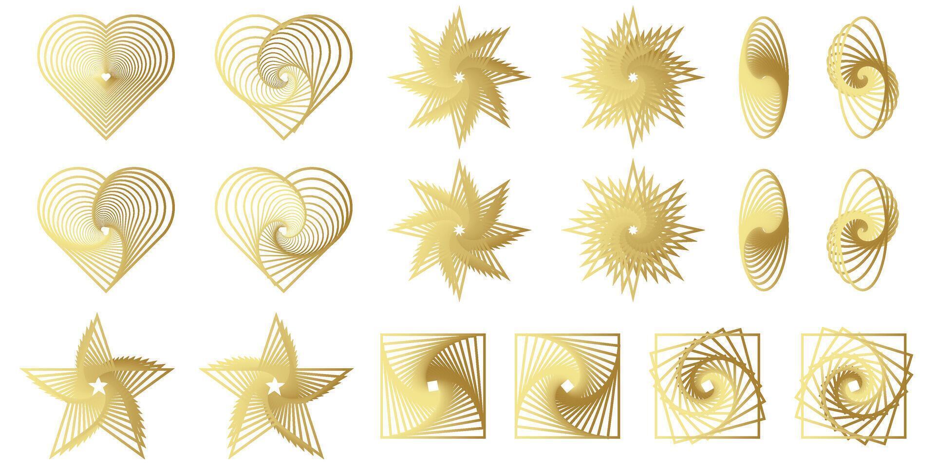Geometric abstract flower shape set, star figure vector icon kit, funky retro brutal minimal art. Simple Memphis y2k elements collection, floral grid flat bauhaus template. Abstract flower forms