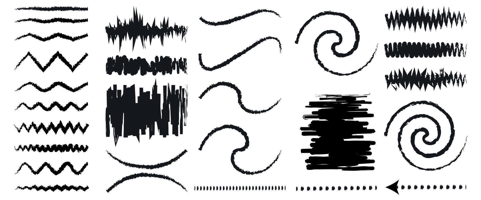 Elements for note-taking, highlighting, and underlining in Hand drawn-style text. vector