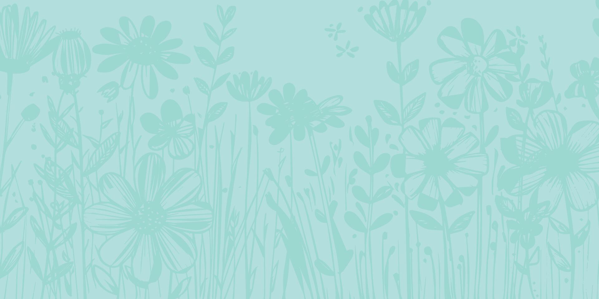 Postcard, Banner, Poster with Flowers and Grass with Space for Doodle Style Text vector