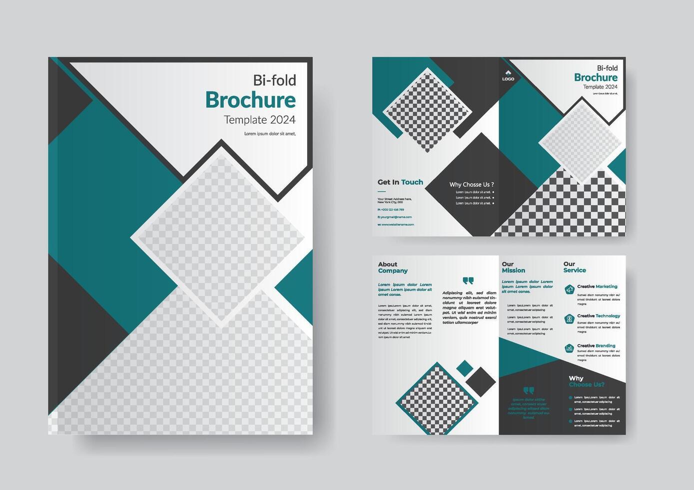 Business Bi fold brochure design template vector