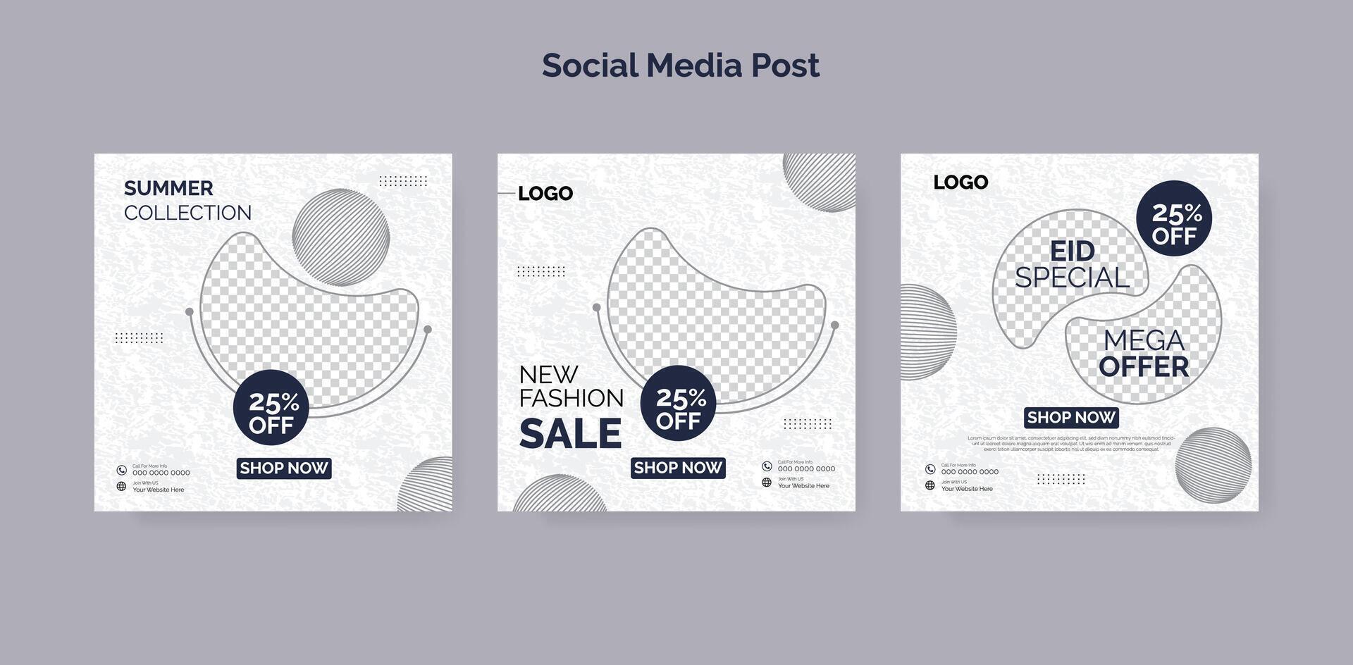 Fashion sale Social Media Marketing Editable Layout Set vector