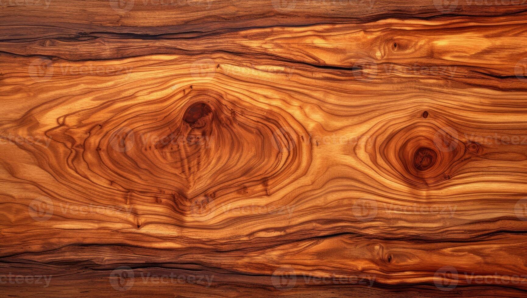 AI generated Stunning wood grain texture showing intricate patterns and swirls. Abstract natural background of polished olive wood surface. photo