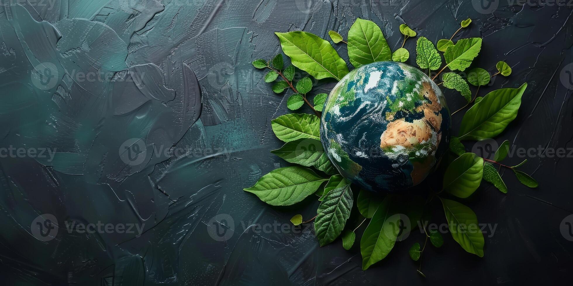 AI generated Earth Day, Nurturing Our Fragile Planet with Green Leaves and Eco Friendly Mindset photo