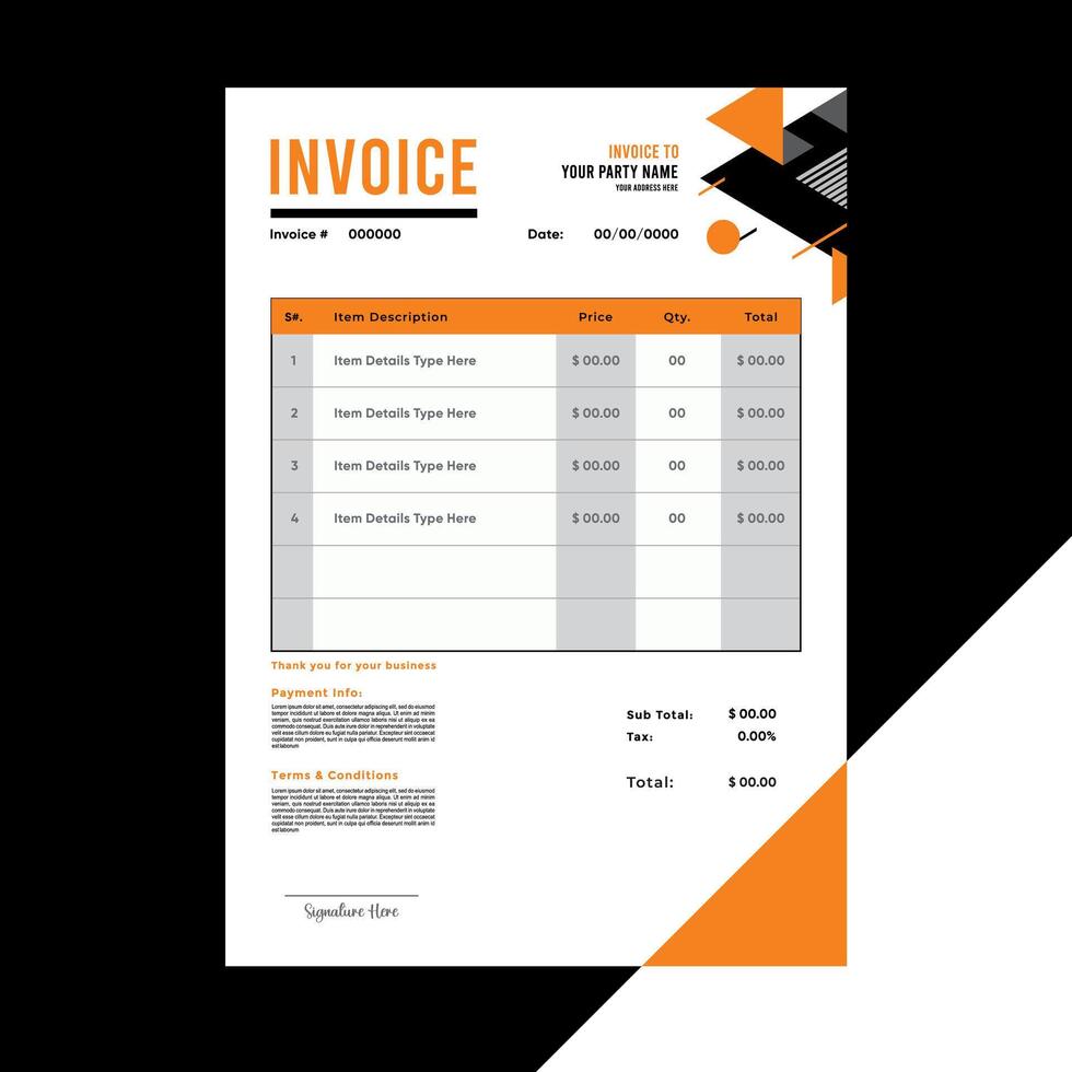 Orange and blue invoice template design for your business Business invoice form template new eps 10 vector