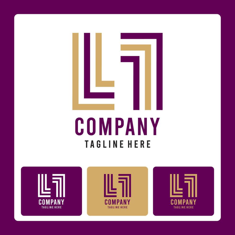 Golden and purple line art logo idea for your company vector