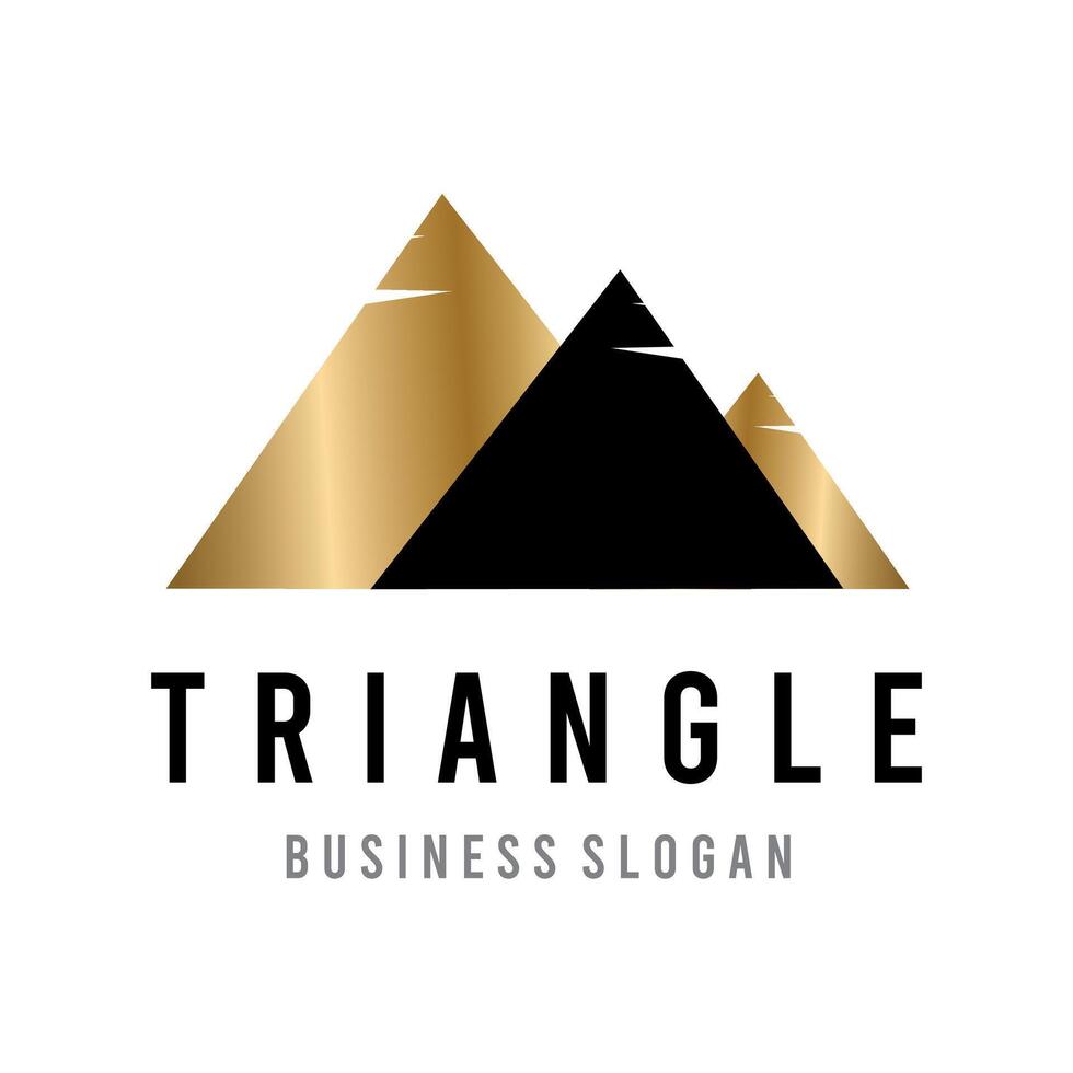 Royal Premium style abstract gold and black triangle  logo symbol. Royal king icon. Modern luxury brand element sign. Vector illustration.  pyramid