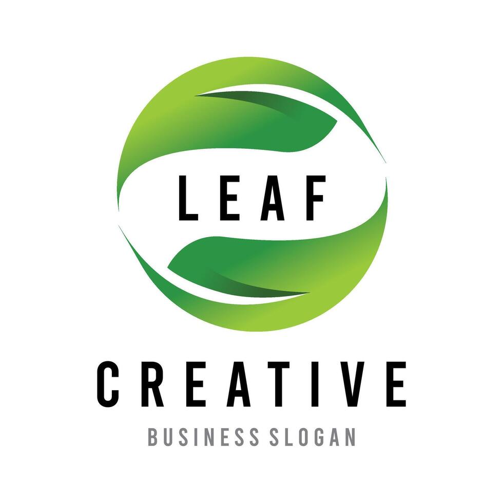 Green leaf circle Hand Vector Logo. Organic icon, nature logo, agriculture, circle logo, green logo