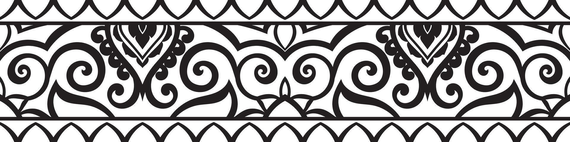 simple mandala Horizontal mandala line pattern. Black pattern brush on white background. vector