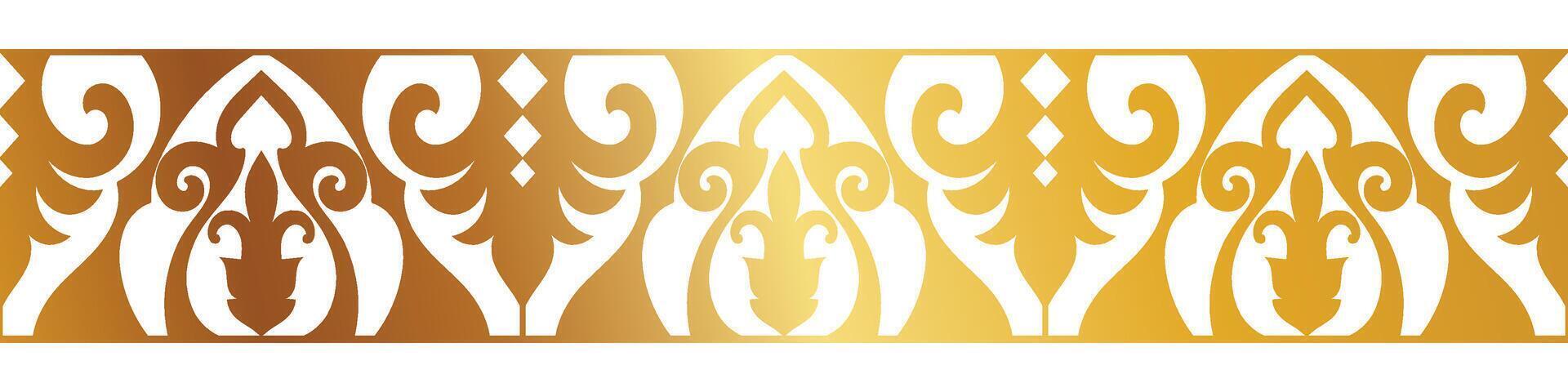 abstract floral border seamless golden paper border woodcarving decorative pattern vector