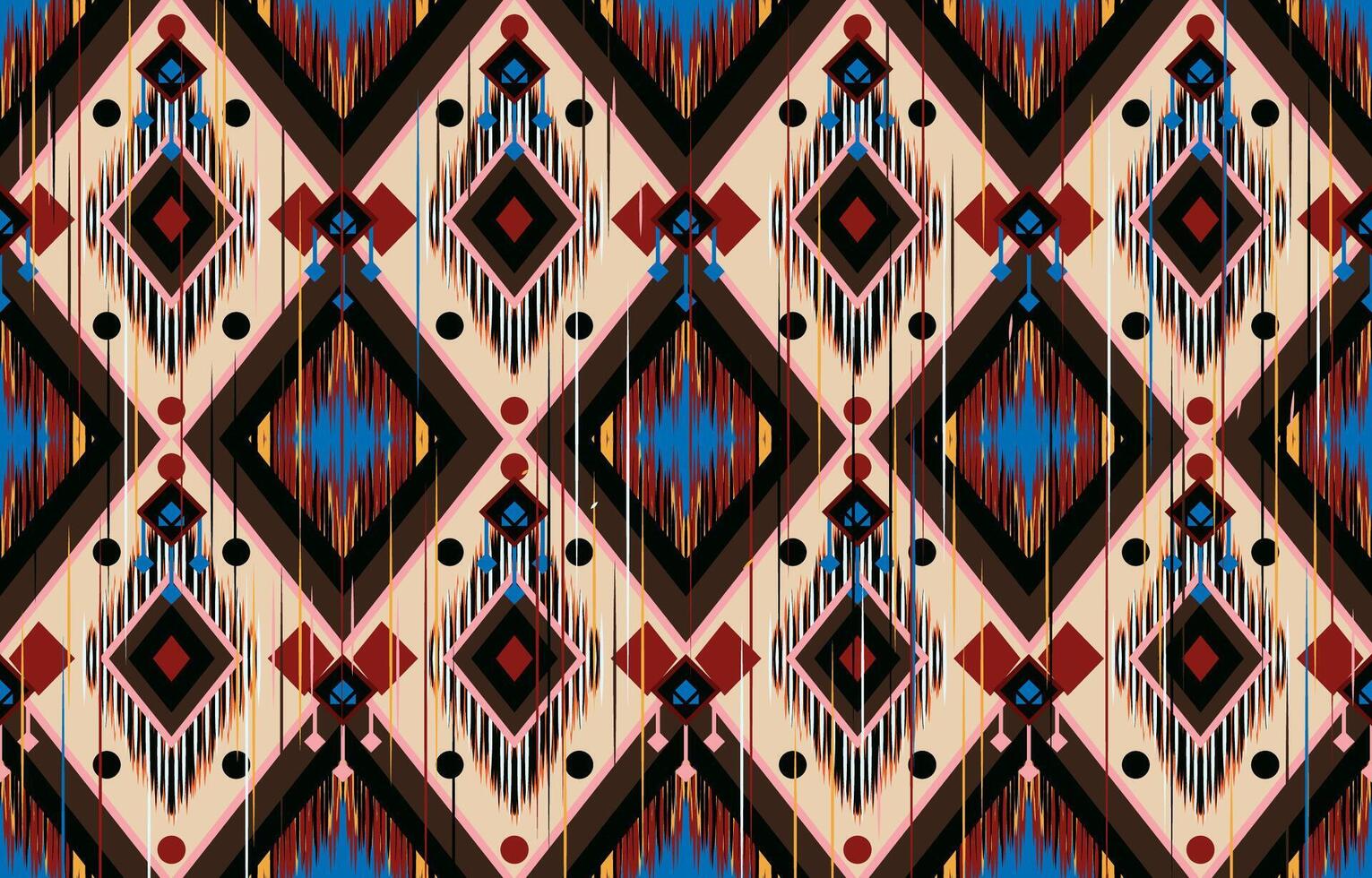 étnico ikat hermosa sin costura modelo. mexicano estilo rayas tradicional diseño para antecedentes fondo de pantalla, vector, tela, ropa, batik, alfombra, bordado vector