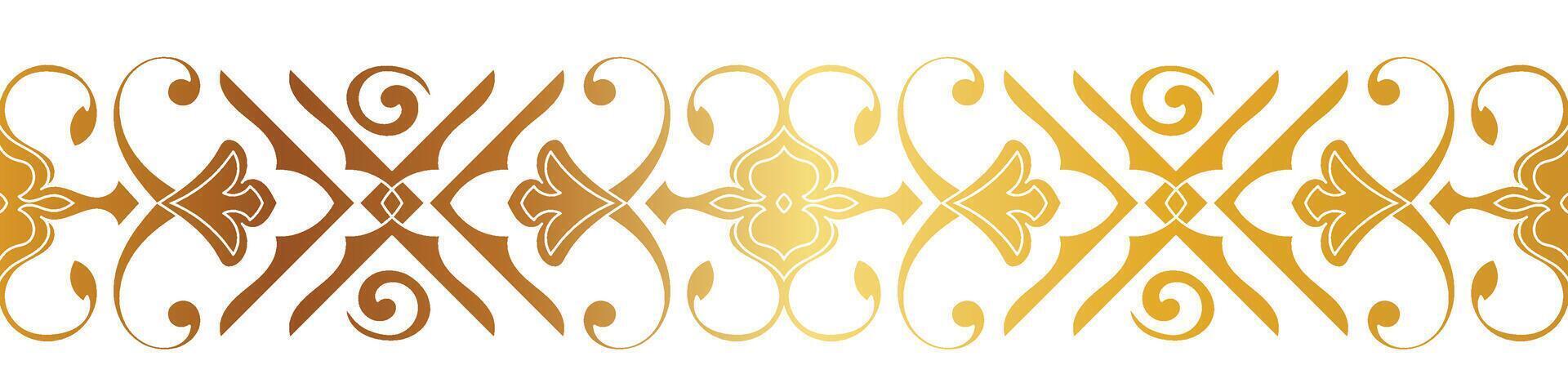 Golden seamless pattern of abstract flowers For making decorative borders, frames, and patterns on fabric and paper. vector
