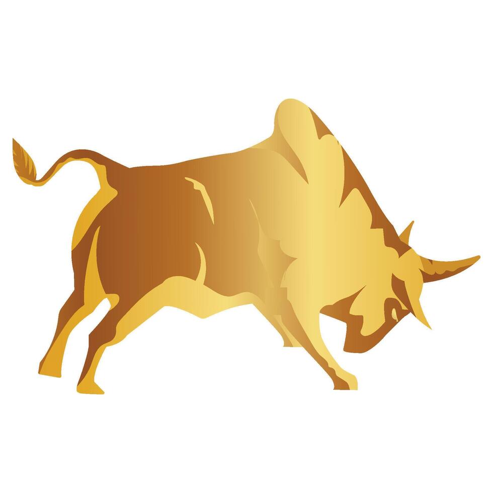 The golden bison is a beast with fierce and strong golden horns. vector