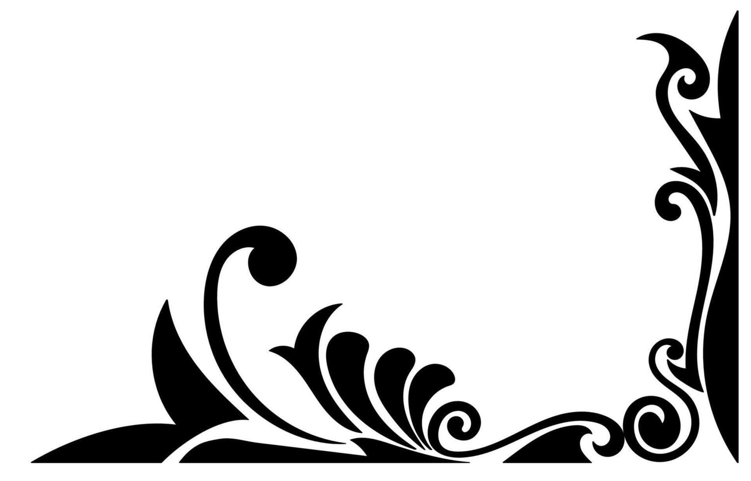 Thin line vintage corner. Medieval period of the Victorian dynasty. Fancy black monogram frame design element abstract icon collection Flower simple symbol vector